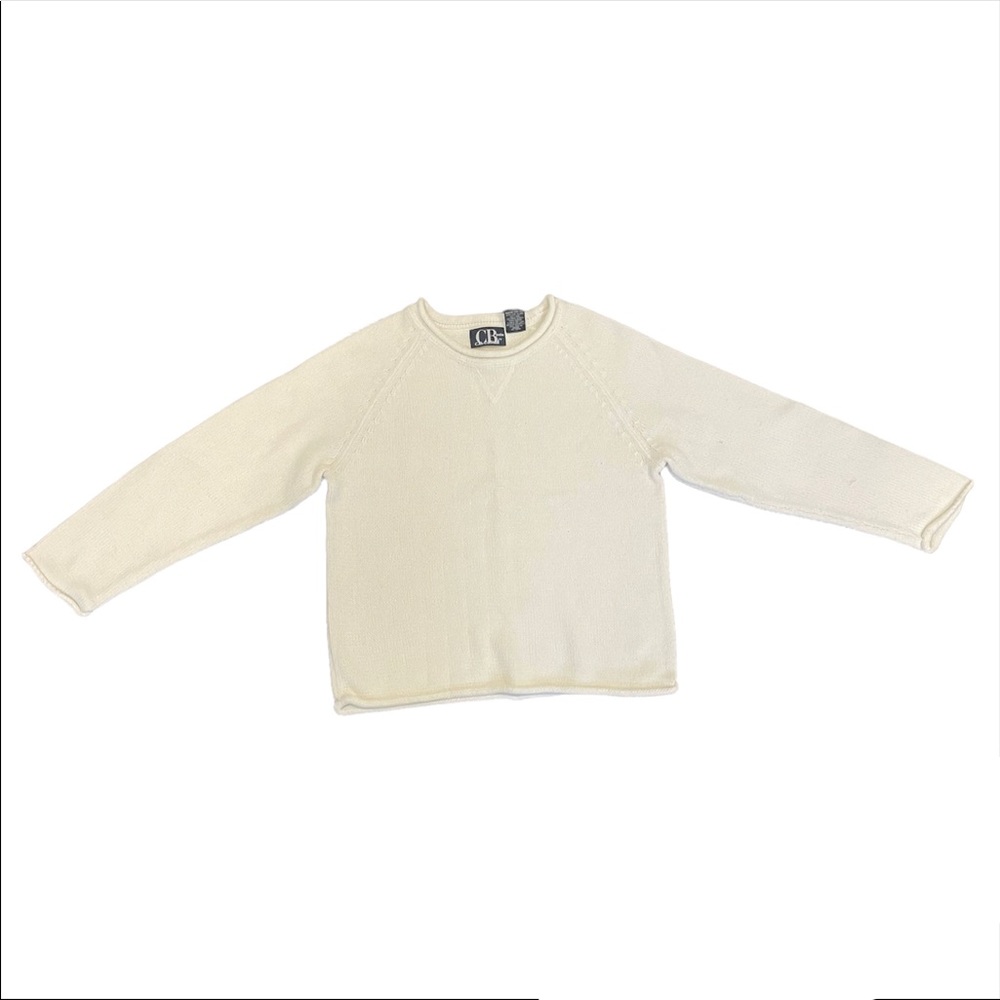 creme colored white sweater slightly cropped